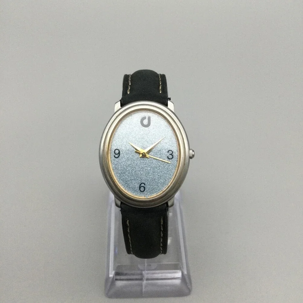 Charles Jourdan Womens Watch 27mm Blue Oval Dial Leather Stainless New Battery